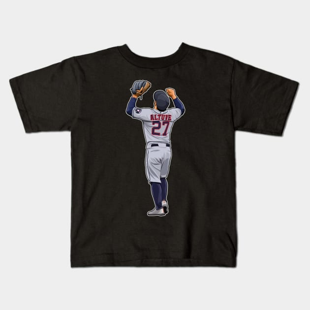 Jose Altuve #27 Celebrates Win Kids T-Shirt by GuardWall17